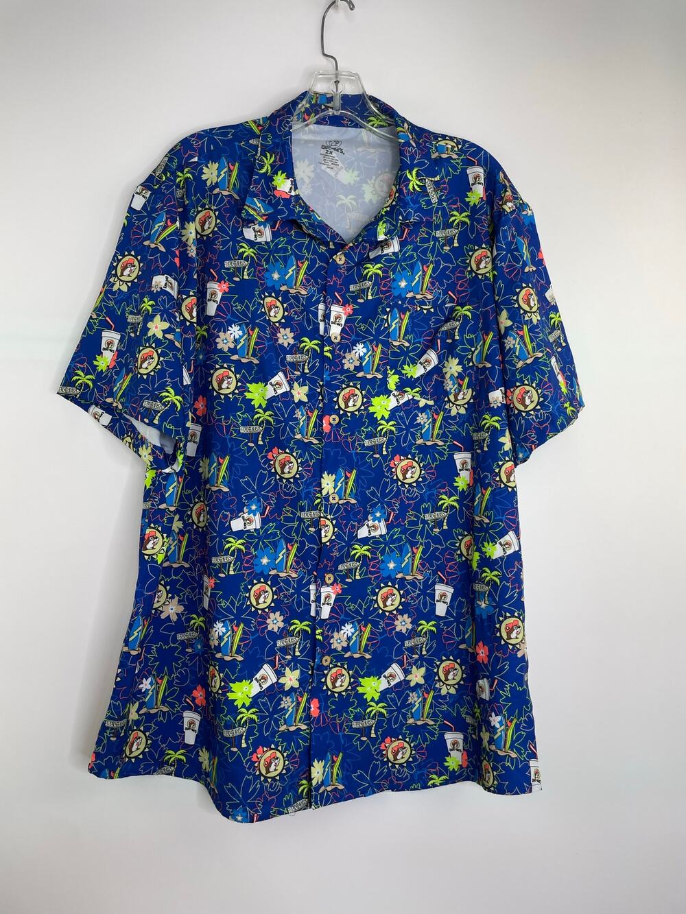 Buc-ee's Blue Tropical Floral Short Sleeve Button Up Men's Shirt Size 2X